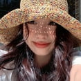 thumbnail image 3 of SikaFu Summer New Hollow Sun Sunscreen Hats Are Breathable And Not Stuffy Color, Color, Fake Wind Wide Eaves Woven Female Big Eaves Straw Hat, 3 of 5