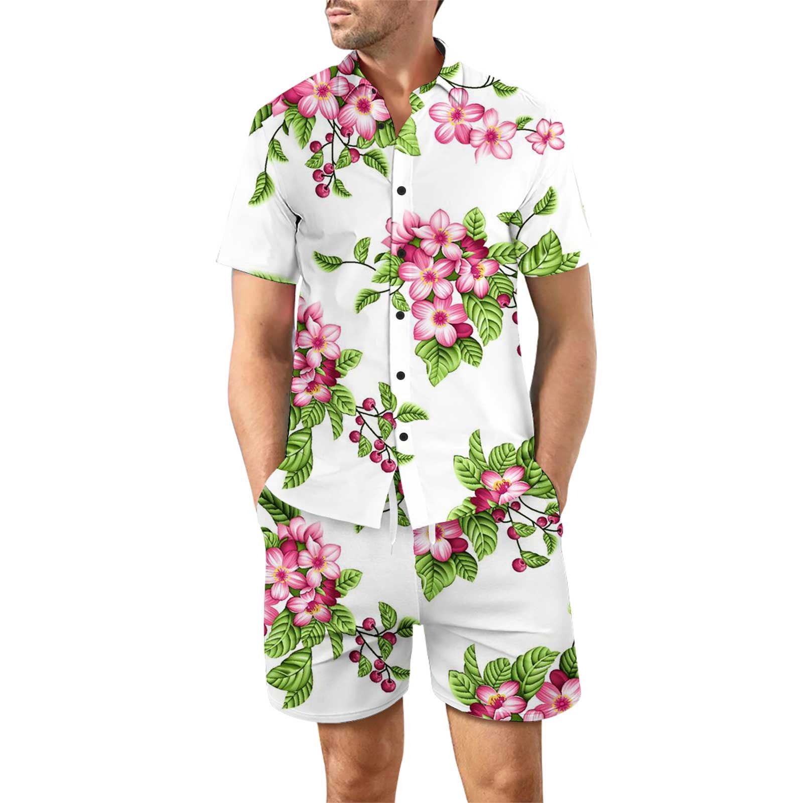 Hawaiian Short Suits for Men,Outfit for Mens 2023,Men's Short Sets
