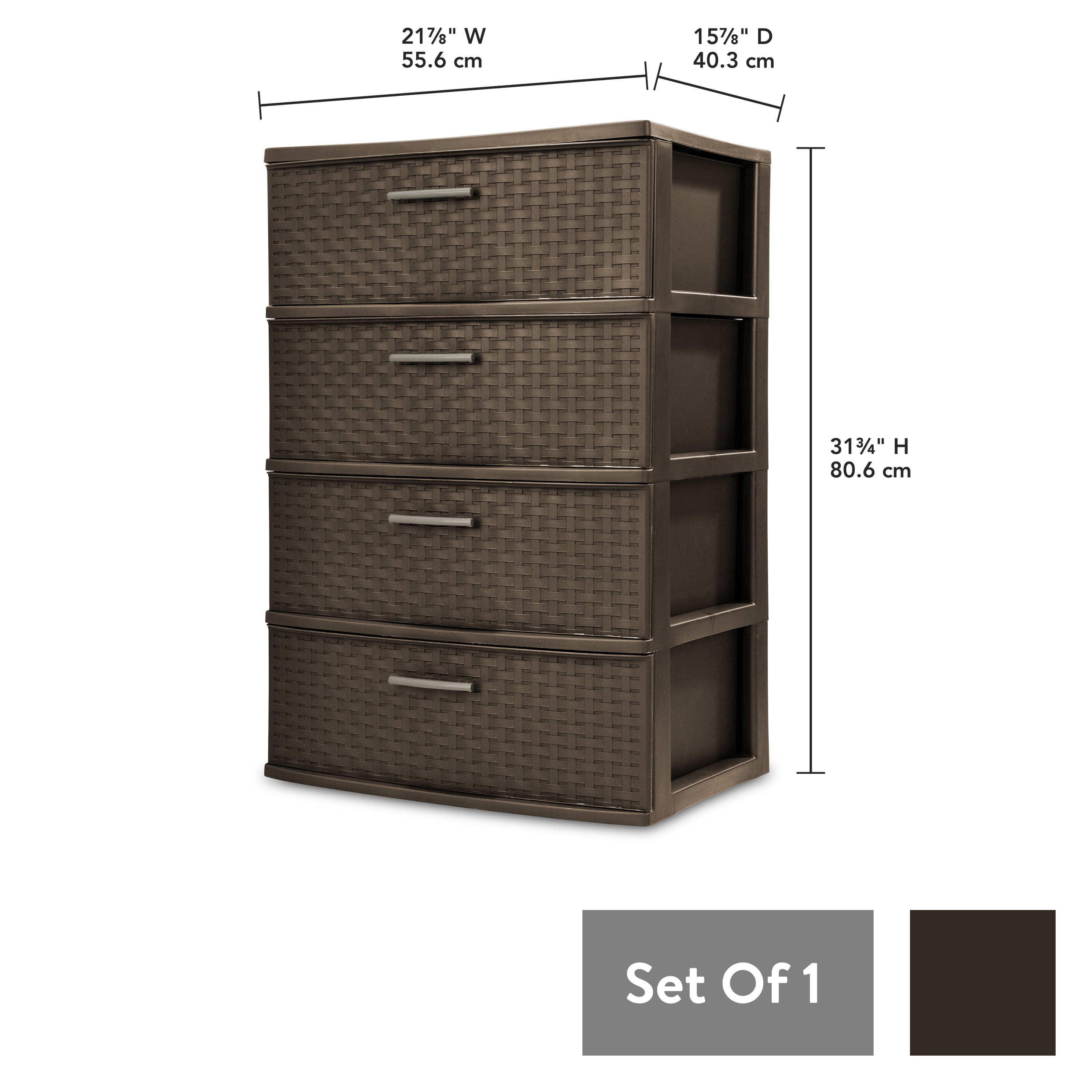4 Drawer Organizer Wide Storage Cart Bin Container Set Of 2 Plastic Espresso 