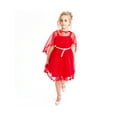 thumbnail image 4 of Robe Fille Cape Rouge Ceinture Perle Mariage Fête 12 Ans, 4 of 6