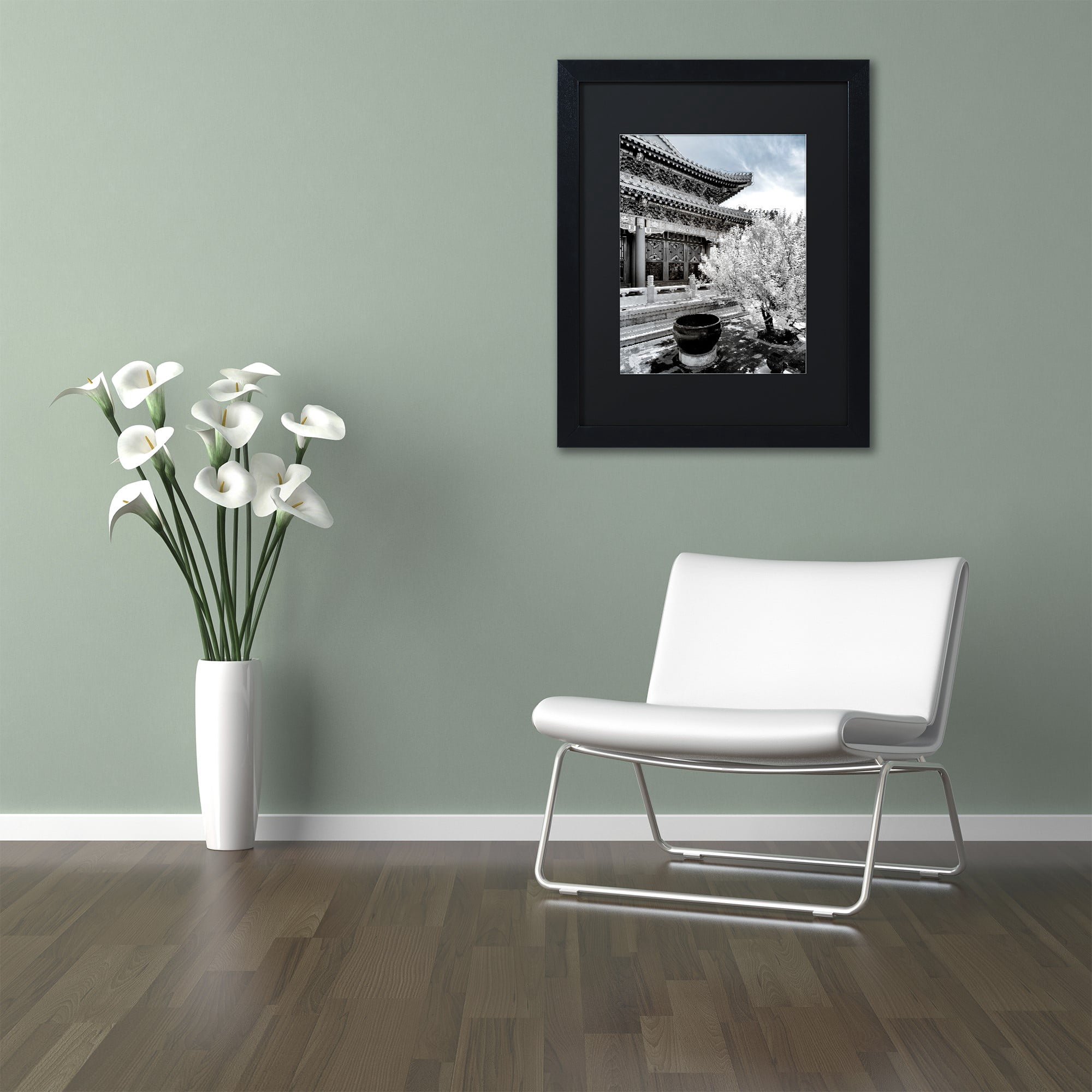 Trademark Fine Art "White Temple X" Canvas Art by Philippe Hugonnard, Black Matte, Black Frame
