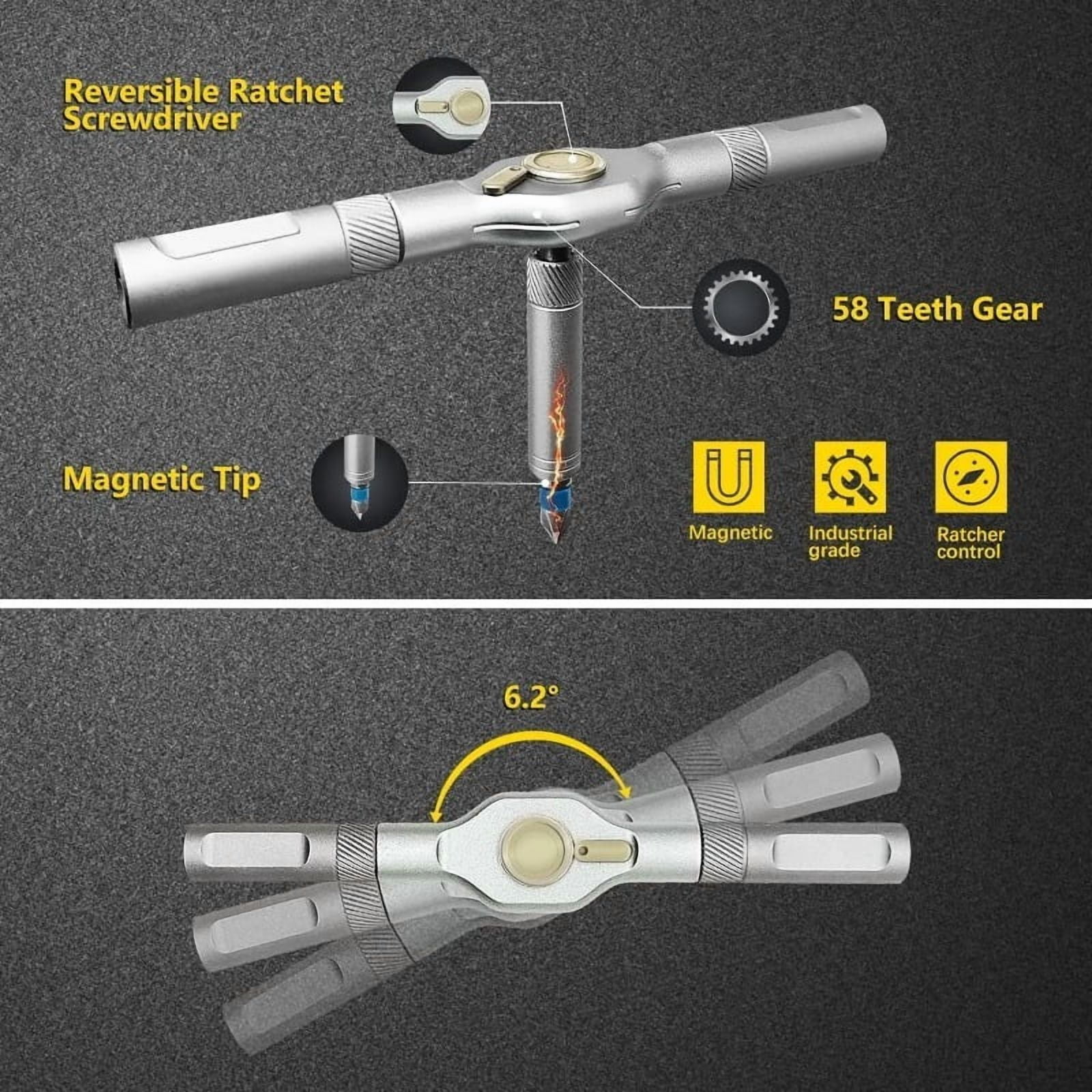 VMAN 24 in 1 Ratchet Screwdriver Set with Detachable Handle, S2 Alloy Steel Precision Bits, Magnetic Ratcheting Screwdriver with Case for Bicycle, Computer, Electronics Repair