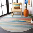 thumbnail image 4 of SAFAVIEH Barbados Abstract Beach Outdoor Area Rug, Light Blue/Pink, 5'3" x 5'3" Round, 4 of 8