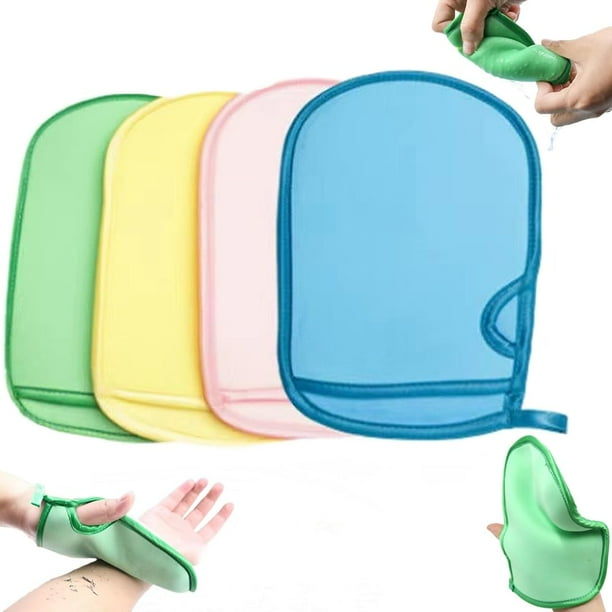 Exfoliante coreano para la piel, esponja de baño exfoliante súper suave, esponja exfoliante 3D, agradable para la piel y reutilizable para adultos y niños (4PCS-B)