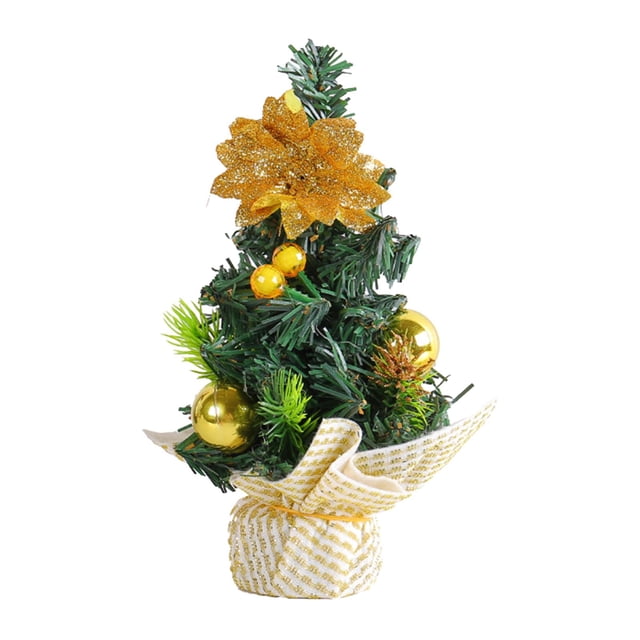 Mini Christmas Tree, Christmas Ornament Crafts, Artificial Xmas Tree, Decorative Gold