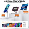 thumbnail image 3 of DEWIN Cell Phone Stand, Adjustable Angle Height Phone Stand for Desk Foldable/Portable Phone Holder Compatible with All Mobile Phones White, 3 of 9