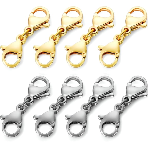 DESIGNICE Double Lobster Clasp Necklace Extender Connector Bracelet Extension and Silver Lobster Claw Clasps for Making Necklace Extenders for Women