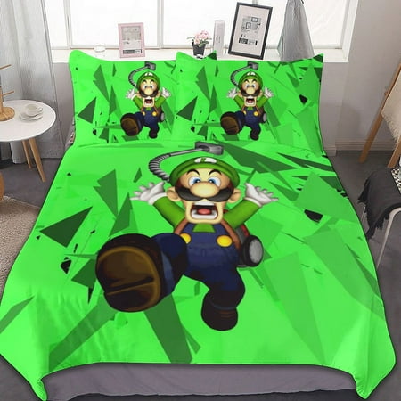 Cartoon Character Luigi's Mansion 3 Piece Bedding Sets Decor Comforter Sets With One Duvet Cover Two Pillow Shams