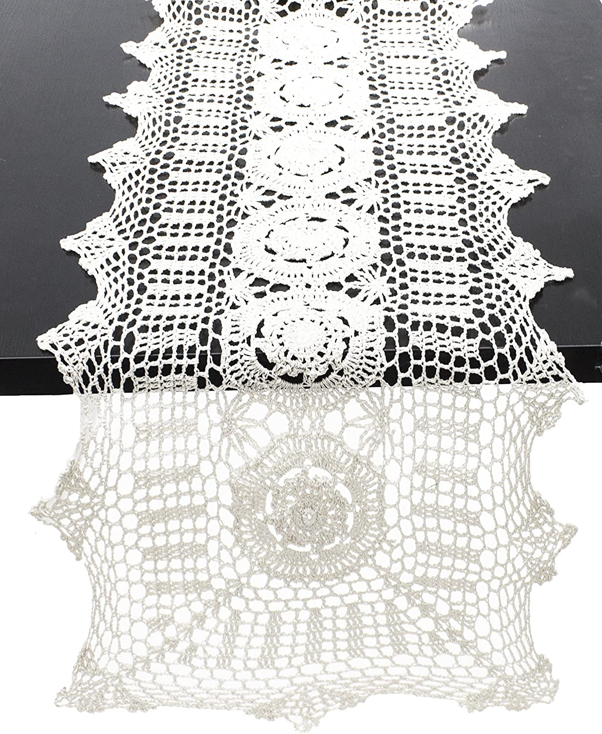 100% Cotton Hand Made Crochet 16x36"  Rectangle Table Runner 