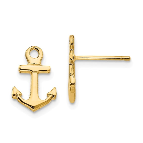 14k Yellow Gold Anchor Post Earrings - 1.0 Grams - Measures 12x8mm Wide