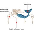 thumbnail image 4 of Colgador de pared para llaves de hierro con forma de sirena, 4 ganchos para abrigos, toallas, bolsos, soporte para ropa de pared, tornillos incluidos, 4 of 5
