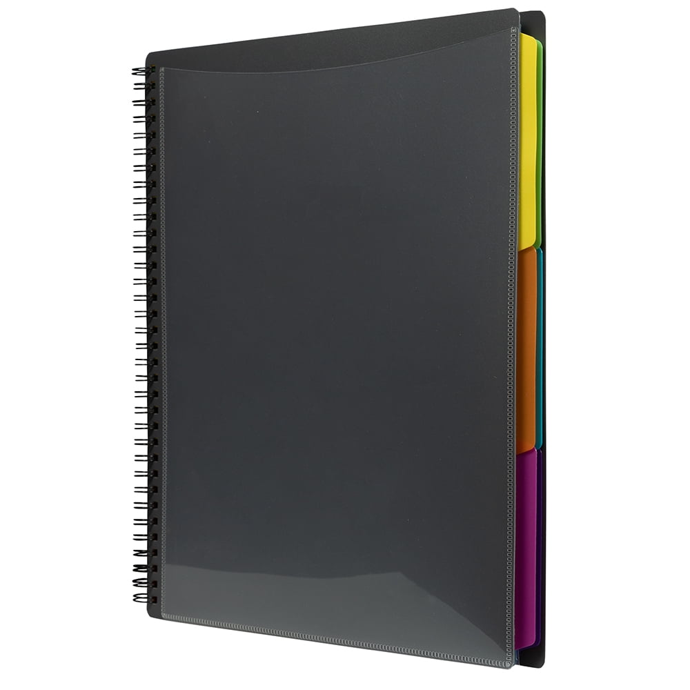 JAM Plastic Multi-Pocket Folder, 12 Pockets, Smoke Grey