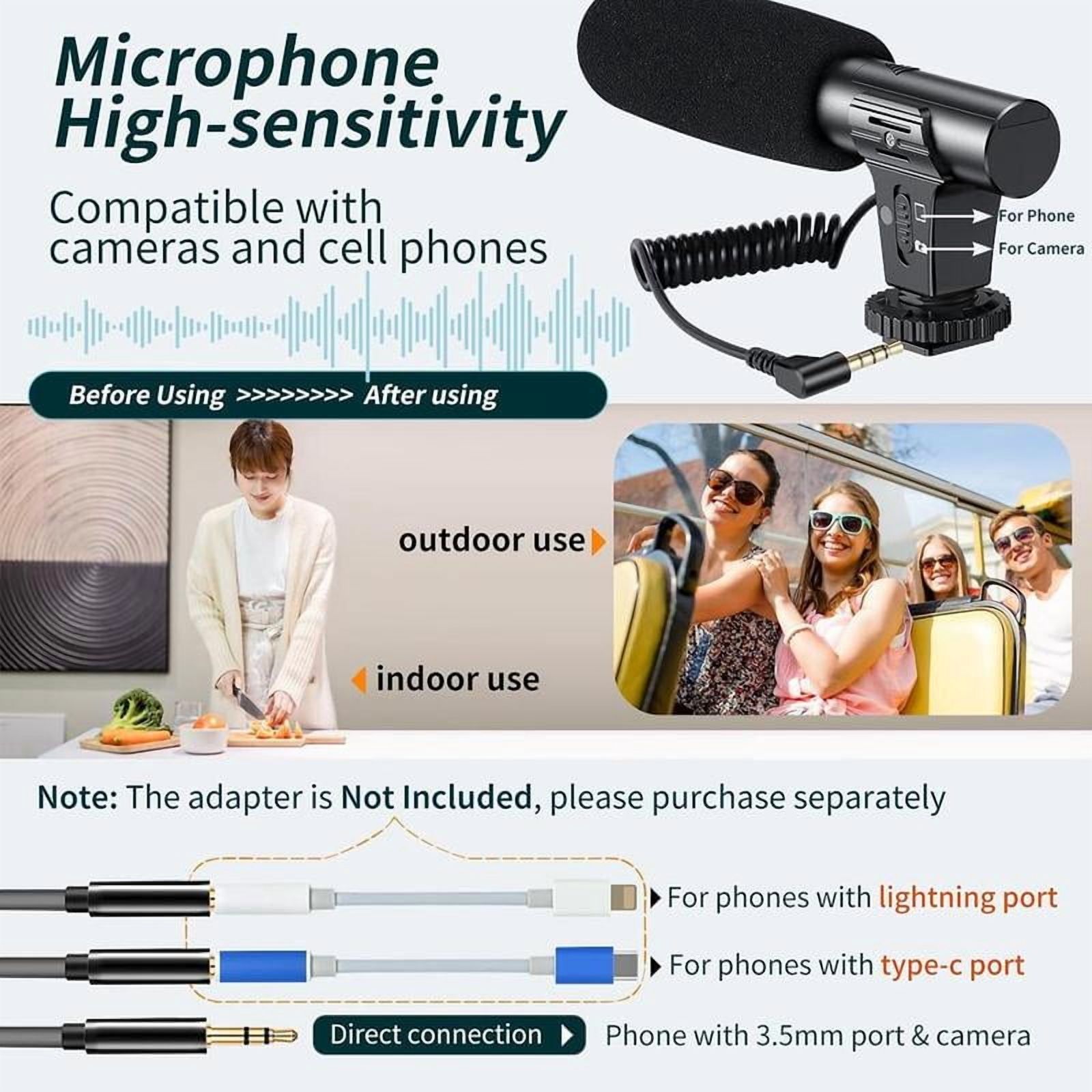 Video Blog Kit for YouTubers, 1 Set Telescopic Tripod & Microphone & Fill Light & Remote Control, Perfect Video Recording Accessories for iPhone & Android & Camera, Video Recording Equipment