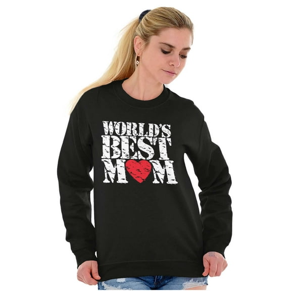 Worlds Best Mom Cool Mother's Day Women Plus Size Crewneck Sweatshirt Brisco Brands 2X