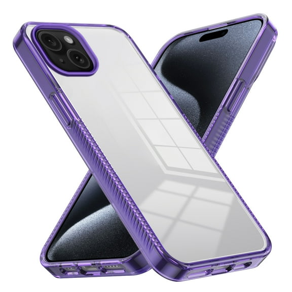 for iPhone 15 Plus Crystal Clear Case [Anti-Yellowing] Anti-Scratch Transparent Hard Back and Flexible Edge [Military Grade Drop Protection] Shockproof Phone Cover for iPhone 15 Plus, Darkpurple