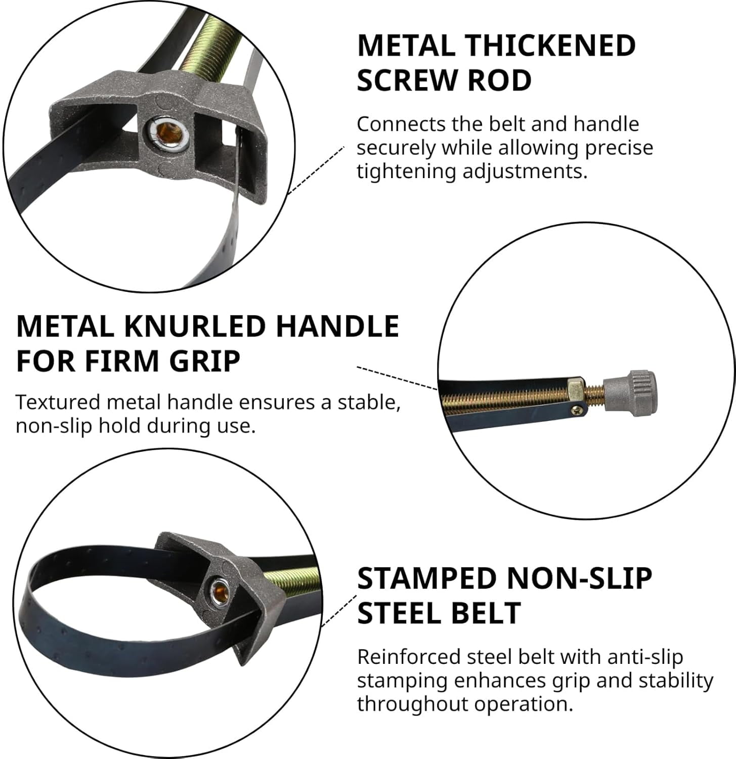 Adjustable Oil Filter Strap Wrench – Heavy Duty Removal Tool for Car, Truck, Motorcycle Filters, Universal  (2pc-L)