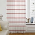 thumbnail image 6 of Red Striped Sheer Curtains 45 Inches Long, Rustic Red Stripe Modern Art Beige Light Filering Curtains, Breathable Simi Curtain Privacy Drapes for Kitchen Bathroom Lightweight Small Window Treatment, 6 of 9