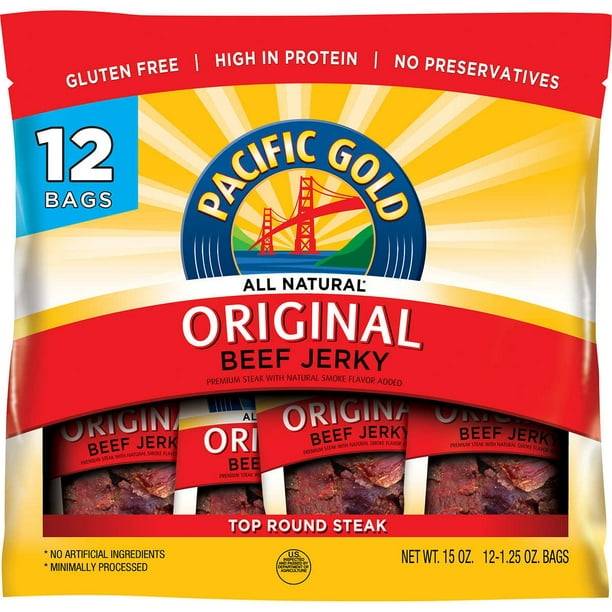 Pacific Gold Beef Jerky, Original, 1.25 oz, 12 ct