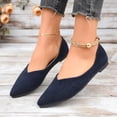 thumbnail image 5 of FRSASU Women's Low Block Chunky Heels Pointed Toe Closed Toe Work Pumps Slip on Comfort Dress Shoes Navy, 5 of 9
