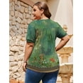 thumbnail image 6 of Zeagoo Plus Size Tops for Women Summer Puff Short Sleeve Tunic Pleated V Neck Shirts Casual Floral Solid Blouse, 6 of 6