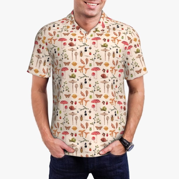 Fotbe Autumn Camiseta Polo de Golf para Hombre con Estampado – Camisa Deportiva Transpirable con Cuello Abotonado-X-Large
