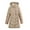 002 Khaki, variant on Women's Warm Winter Hooded Long Quilted Puffer Down Coat Jacket Outerwear With Pockets
