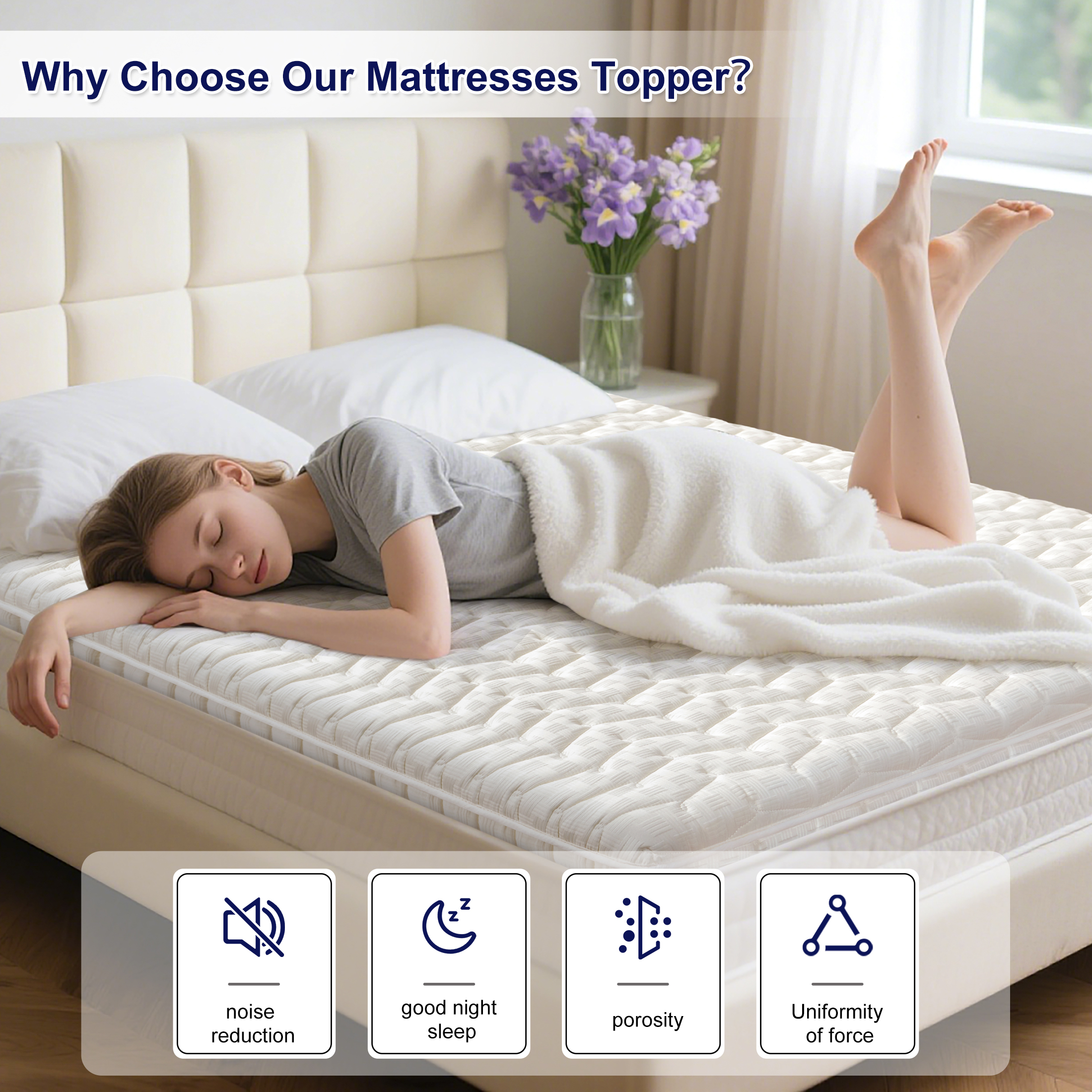 Premium Foam Mattress Topper -Extra Thick Modern Topper, Breathable & Hypoallergenic, Medium Firmness, Back Pain Relief & Comfort Support, Twin (75"x39")