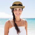 thumbnail image 3 of COCHLOUS Fashion Women's Girls Bowknot Roll-up Wide Brim Dome Straw Summer Sun Hat Bowler Beach (Light Coffee), 3 of 9