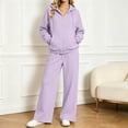 thumbnail image 3 of WULMLEO Sweat Sets for Women 2 Piece Zip Up Hoodie and Sweat Pants Set Tracksuit Purple L, 3 of 5