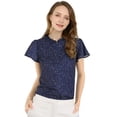 thumbnail image 3 of INSPIRE CHIC Women's Summer Dots Print Ruffle Stand Collar Button Down Blouse Shirts XL Navy Blue, 3 of 7