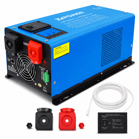 3000W 12V Pure Sine Wave Inverter Charger, 9000W Peak Power, Low Frequency DC to AC Converter with LCD Display, Battery Charger, Automatic Transfer Switch, ETL Certified to UL 1741 for Home, RV