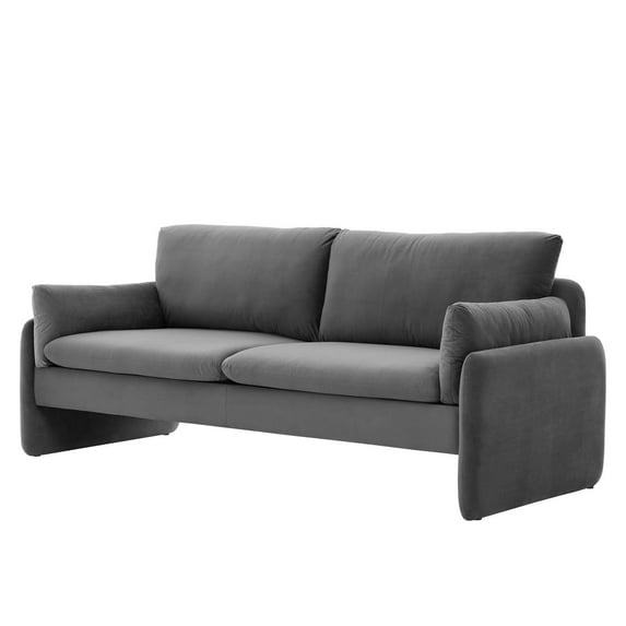 Sofa, Velvet, Dark Grey Gray, Modern Contemporary Urban Design, Living Lounge Room Hotel Lobby Hospitality