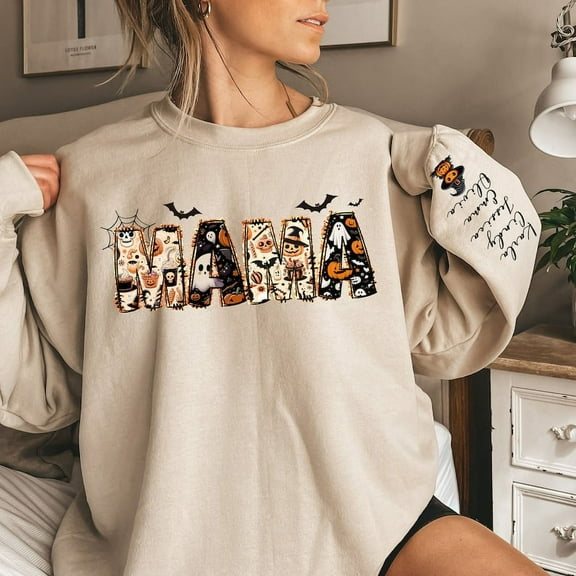 Personalized Halloween Mama Sweatshirt, Spooky Mama Sweatshirt, Gift for Mom, Spooky Mama Sweatshirt, Halloween Sweatshirt.