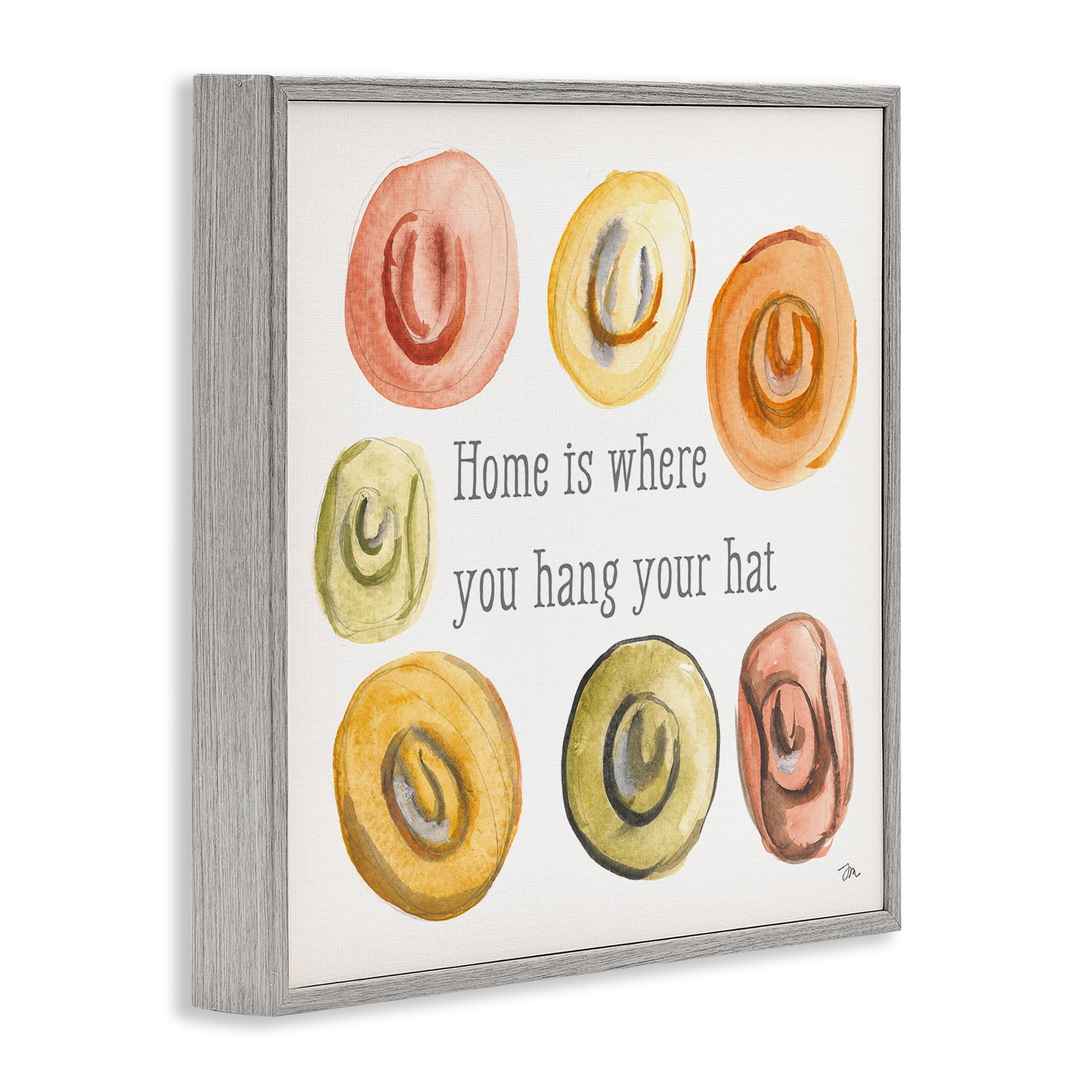 Stupell Industries Hang Your Hat Phrase Typography Painting Gray Framed Art Print Wall Art, 12 x 12