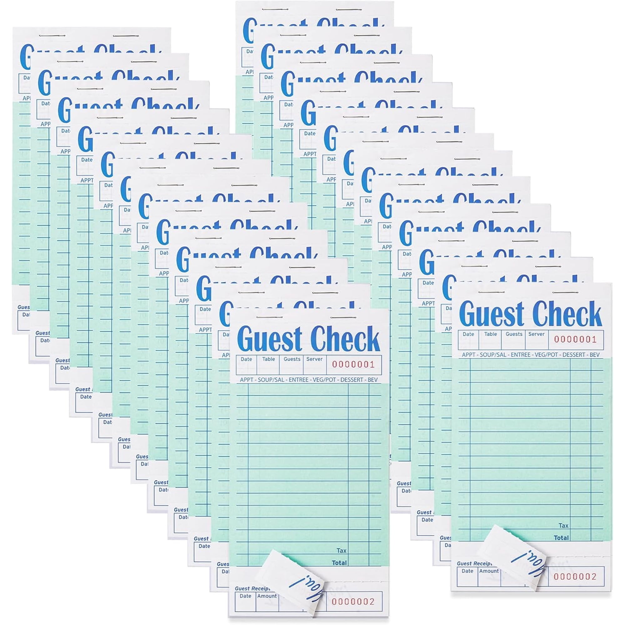 ZPARNO 24 Pack Guest Checks Books for Servers, Servers Note Pads Waiter Checkbook, Waitress Notepad for Restaurants, Paper Checks 50 Sheets/Pack, 1200 Total Tickets