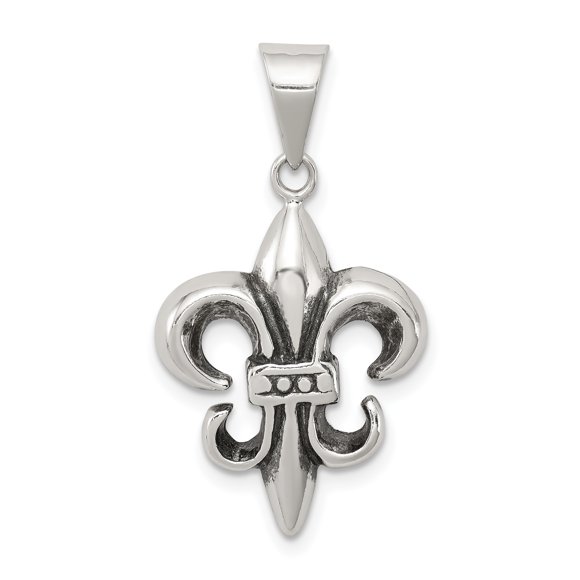 925 Sterling Silver Antiqued Fleur De lis Shaped Pendant