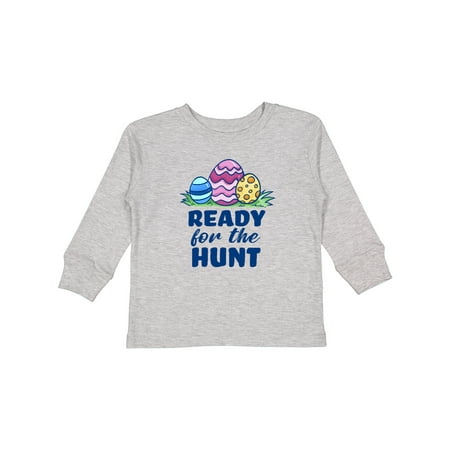 

Inktastic Easter Ready for the Hunt Pastel Colored Eggs Boys or Girls Long Sleeve Toddler T-Shirt