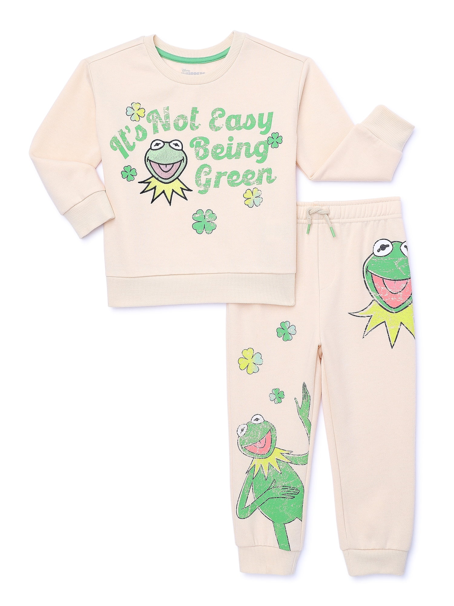 The Muppets Kermit the Frog Toddler Girls St. Patrick's Day Pullover and Joggers Set, 2-Piece