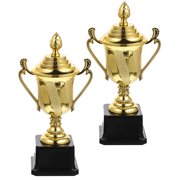 CTIRCHIU Set of 2 Golden Plastic Trophy Awards for Office Recognition, Game Prizes, and Competition Winners