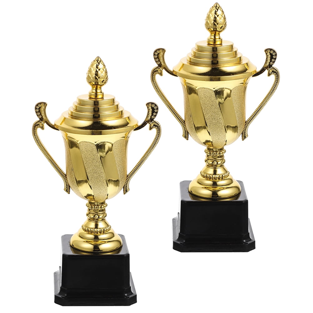 CTIRCHIU Set of 2 Golden Plastic Trophy Awards for Office Recognition, Game Prizes, and Competition Winners