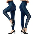 thumbnail image 2 of BJUTIR Denim Print Leggings For Women Fashion Yoga Pants For Elastic Jeans Leggings Thermal Stripe Print Imitation Denim Leggings Tights Hiking Pant Outfits Yoga Pants, 2 of 9