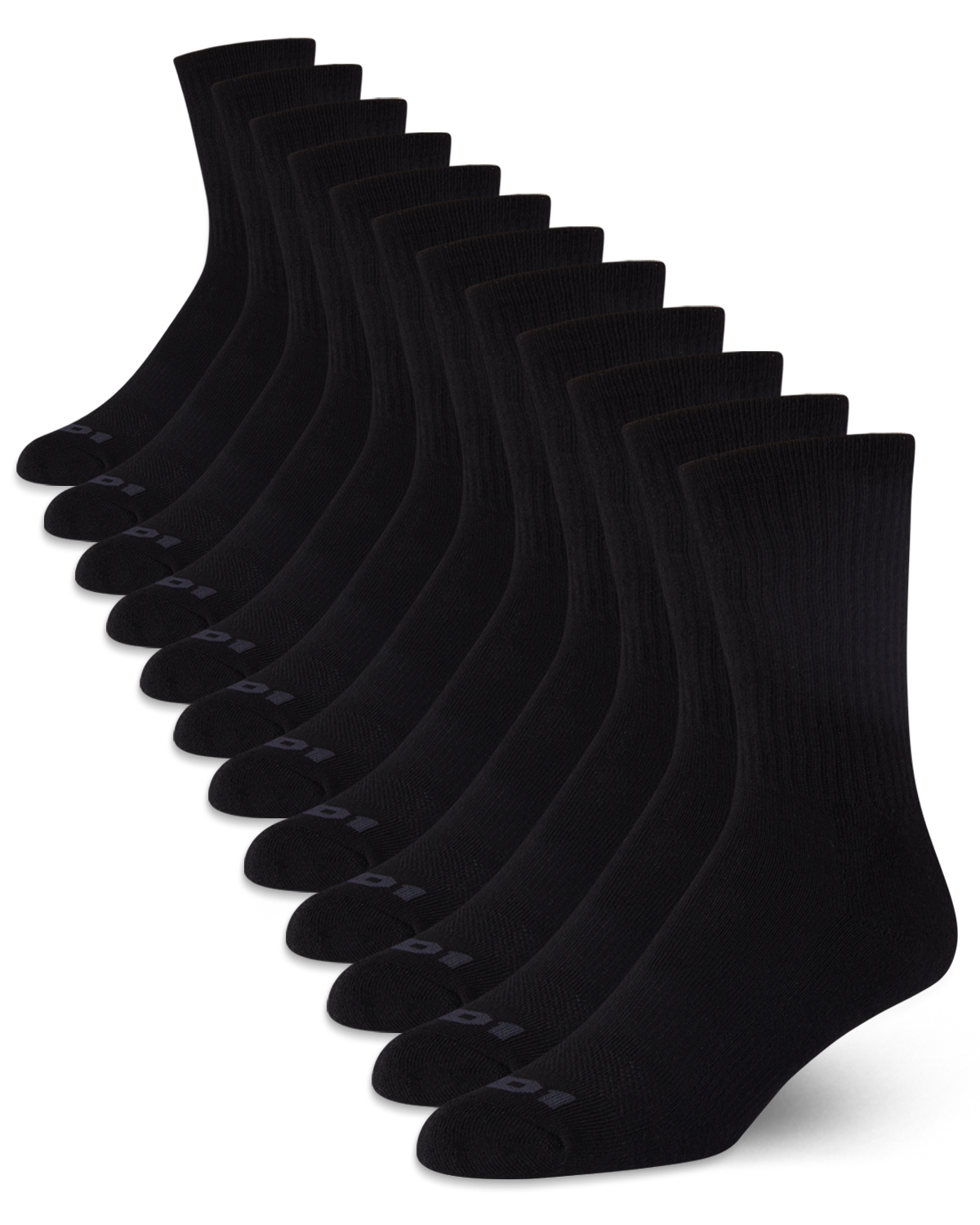 AND1 Men's Cushion Crew Socks, 12-Pack, Black photo 3