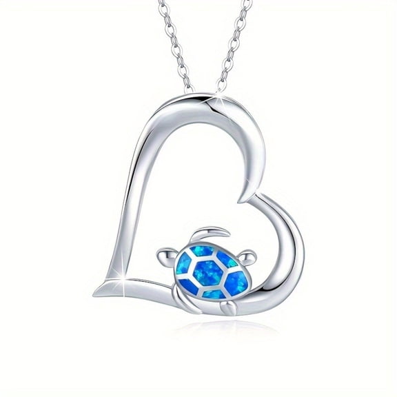 Miommo Sea Turtle Necklace Pendant Ocean Jewelry Good Luck Charm Gifts for Women Mom Wife Valentine's Day Present Beach Theme Anniversary Birthday Holiday Keepsake