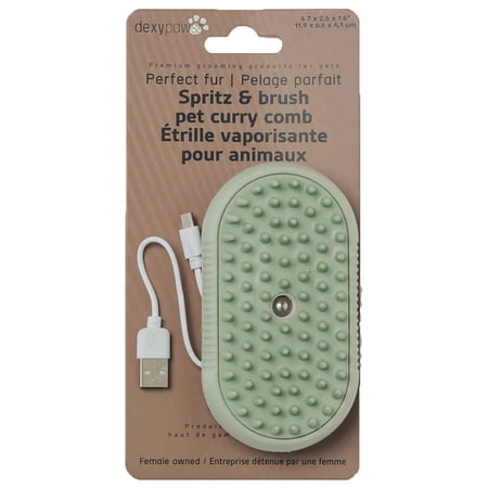 Dexypaws: Spritz & Brush Pet Comb - Sage Green, Dog & Cat Grooming Tool, Built-In Water Mist Sprayer, Remove Fur-Hair-Tangles-Debris, Coat Maintenance