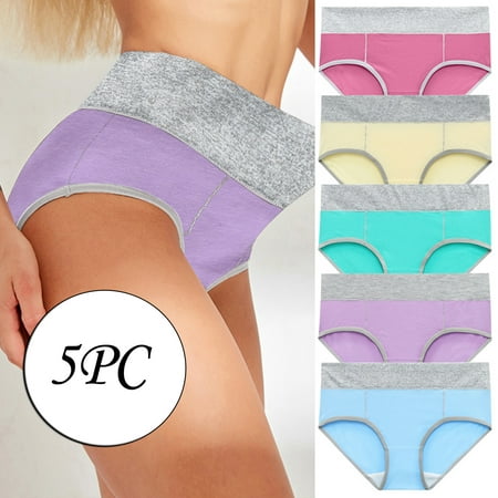 

Summer Clearance! Zpanxa Womens Underwear 5PC Women Solid Color Patchwork Briefs Panties Underwear Bikini Underpants Multicolor 4XL
