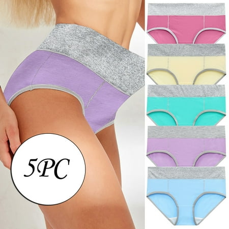 PiGOGI 5PC Women s Solid Color Bikini Briefs  Soft & Seamless Underwear  Comfortable Fit  No Visible Panty Lines  Sizes M-5XL  Hand Wash Recommended