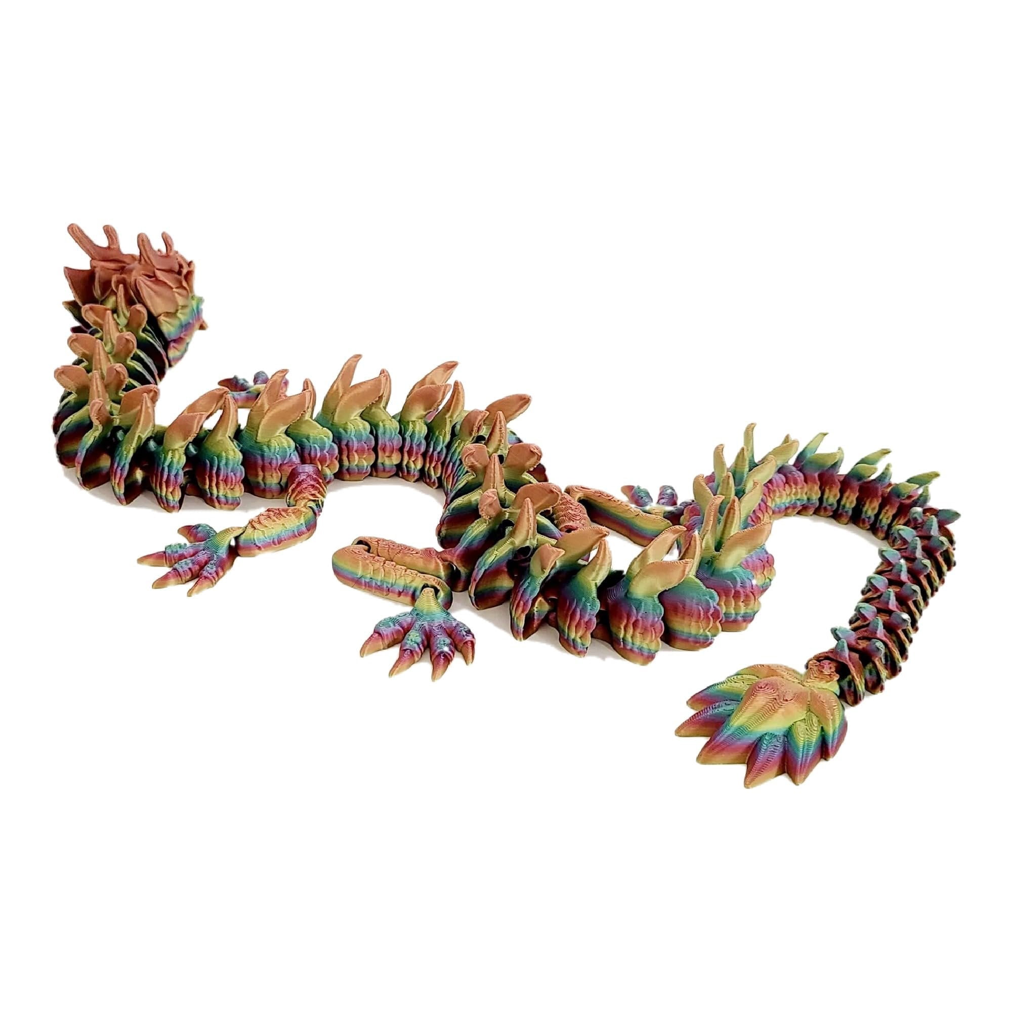 Flexible Articulated Fidget Toys Rainbow, Majestic 24-Inch Rainbow Dragon