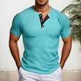 thumbnail image 2 of Men's Short Sleeve Button Down T Shirt Casual Knit Tee Slim Fit Summer Breathable Comfortable Stylish Top, 2 of 4