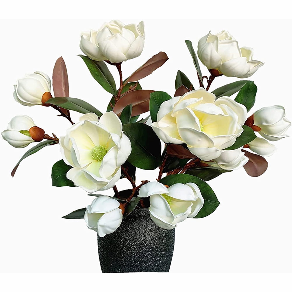 Pack of 4 Artificial Magnolia Branches Real Touch Latex Magnolia