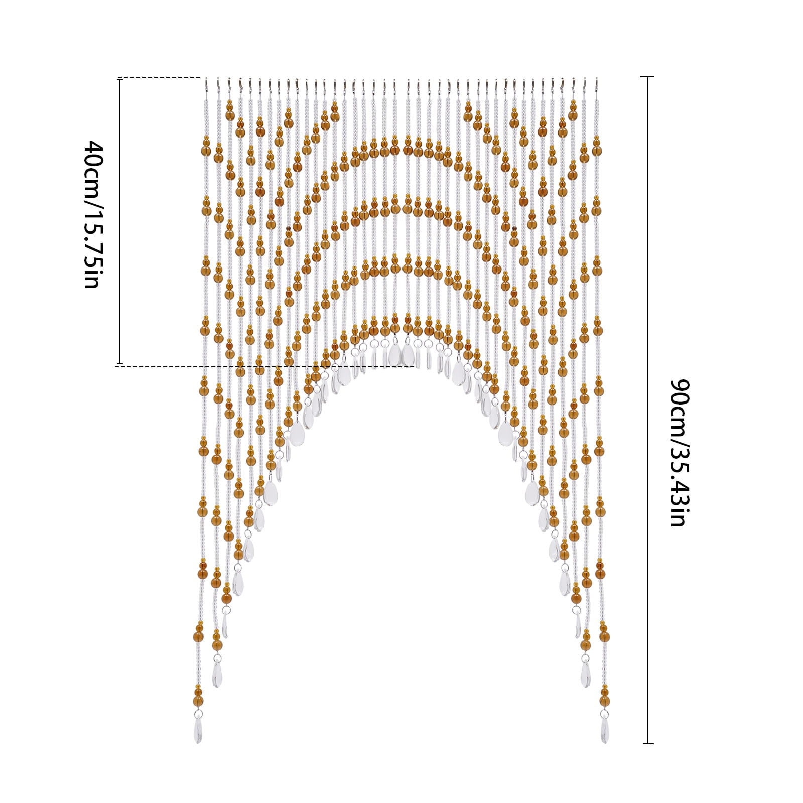 Arched Beaded Curtains, Hanging Glass Door Beads,Clear Crystal Room Partition Curtain Door Frame Beads Valance Self-Adhesive for Doorways Crystals Stran Arched Windows (Amber)